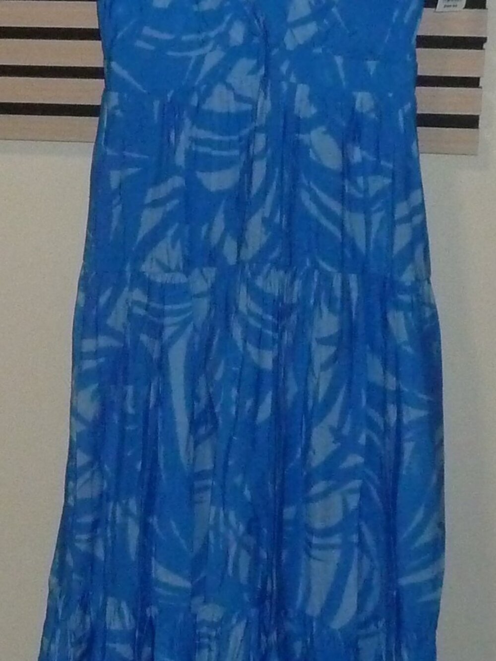 Taylor Blue long dress size 8 Ruffled Shoulder V Neck Lined